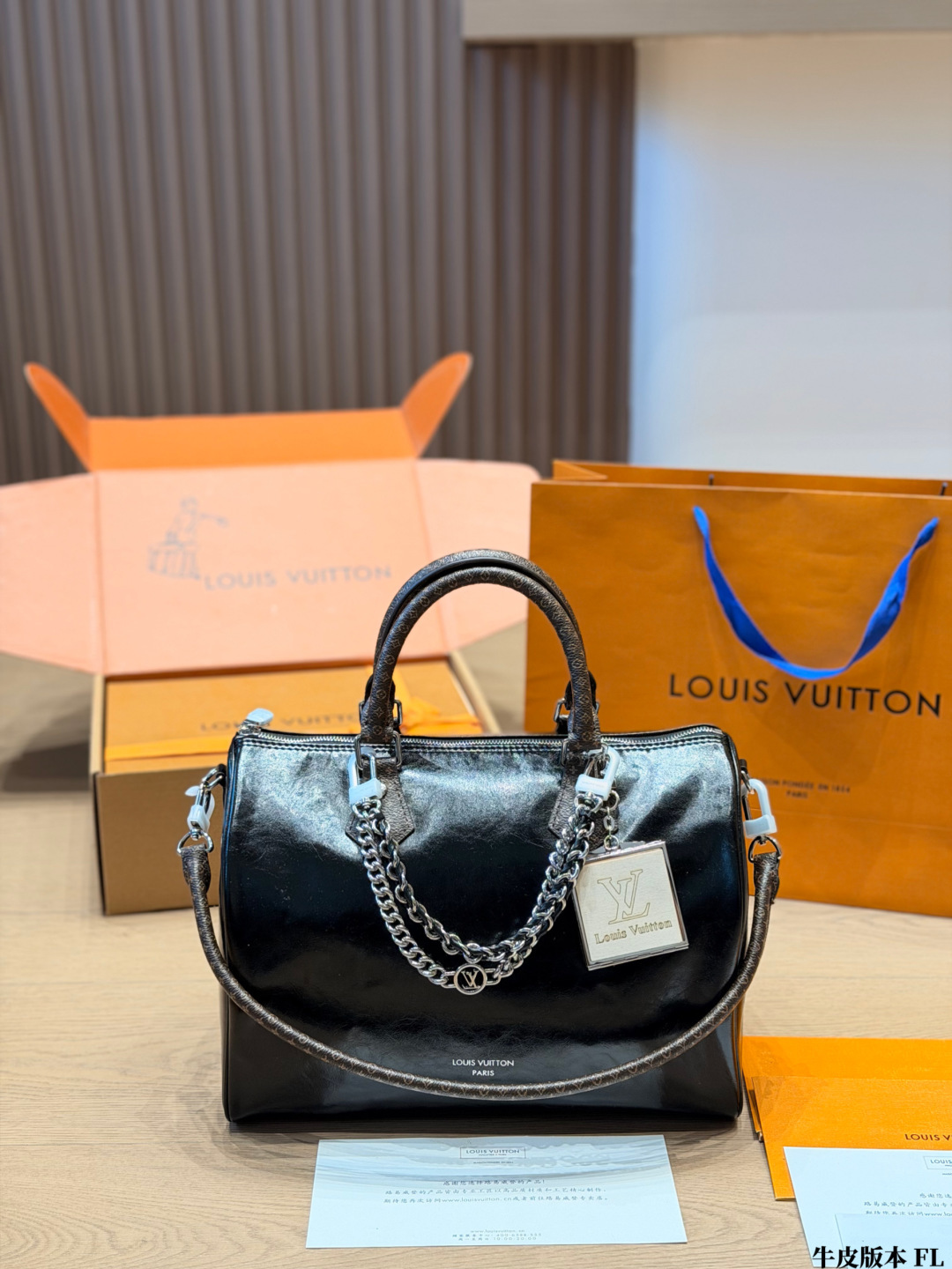 Louis Vuitton LV Top Handle Handbag Cowhide Leather